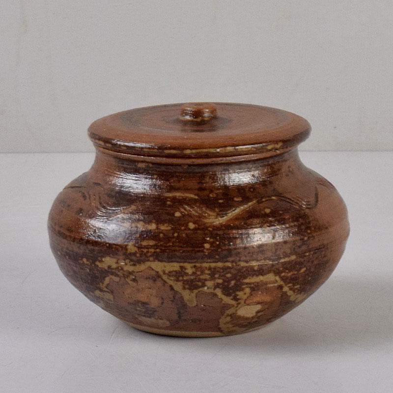 茶道具　瀬戸焼　南山窯　田沼起八郎作　渋紙手　茶入　仕覆付　共箱　V　8581