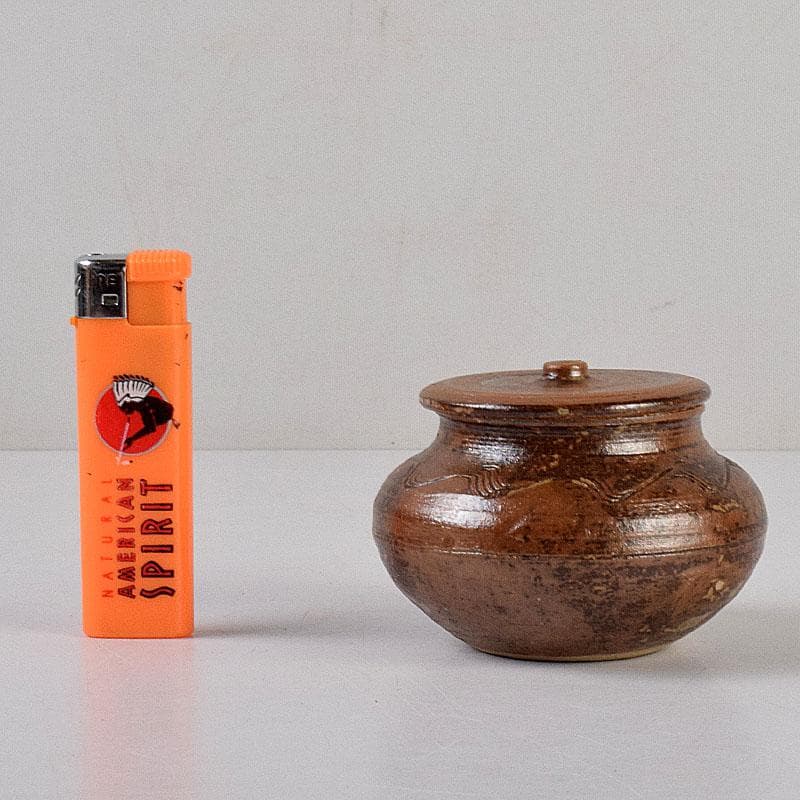 茶道具　瀬戸焼　南山窯　田沼起八郎作　渋紙手　茶入　仕覆付　共箱　V　8581