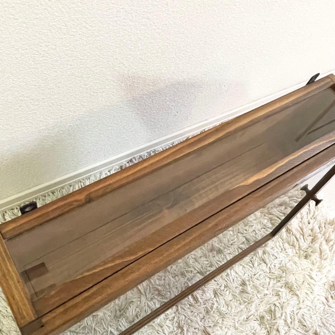 木製 ショーケース　コレクションボックス 飾り棚　アンティーク 透明ガラスラック