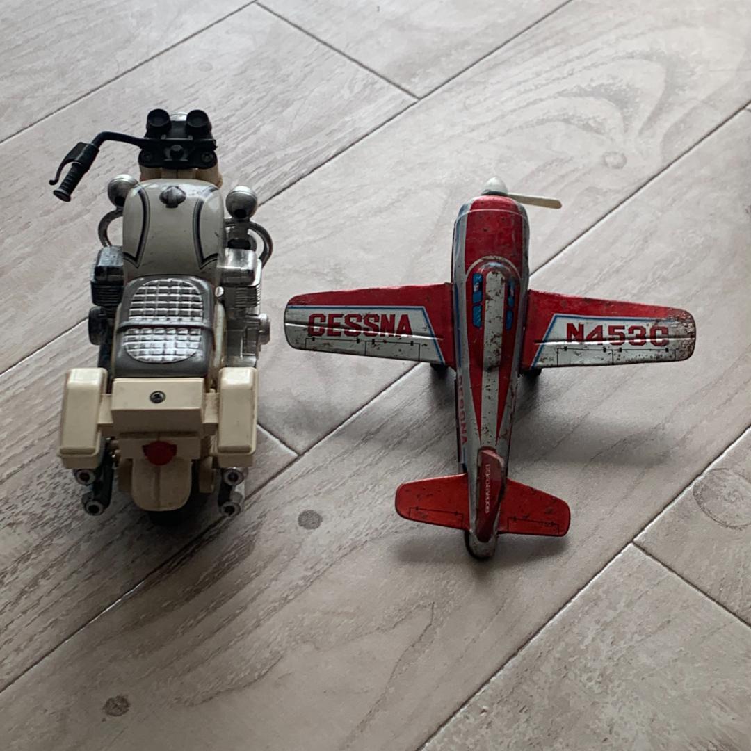 レア！昭和レトロ★HONDA 白バイ&セスナN453C ブリキのおもちゃセット