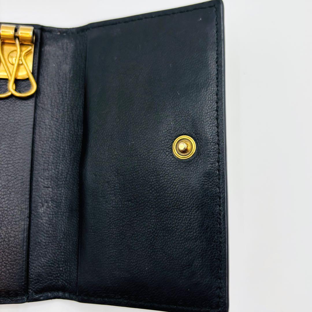 【美品】バレンシアガ キーケース 6連 レザー BB柄 ゴールドロゴ ブラック