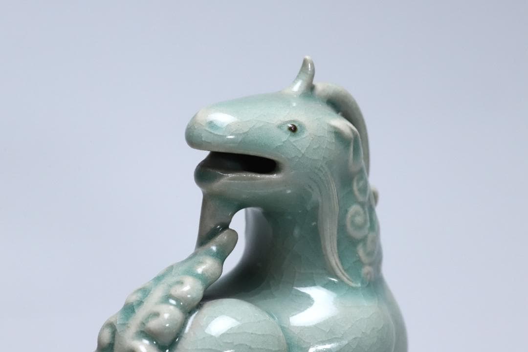 高麗青磁　柳海剛(根瀅) 造　龍型香炉　朝鮮古美術／骨董品【正一古美術】