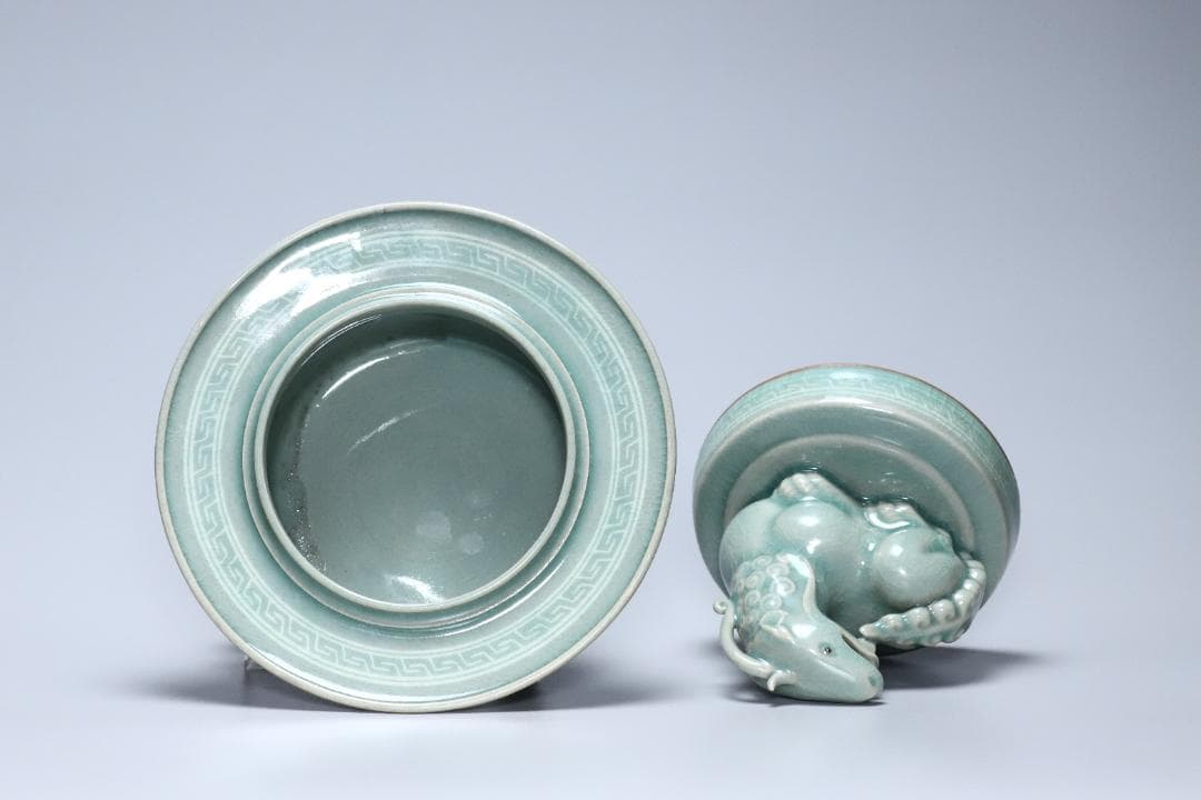 高麗青磁　柳海剛(根瀅) 造　龍型香炉　朝鮮古美術／骨董品【正一古美術】