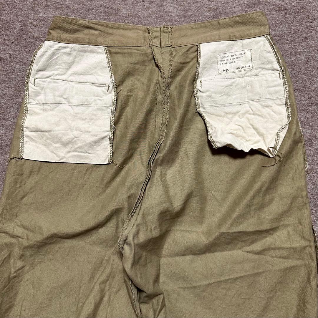 USMC チノパン カーキ フラップポケット トラウザーズ 米軍 実物 60s