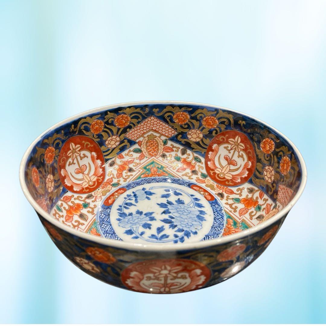 古伊万里 金彩色絵深鉢 金欄手 染錦 鉢 深鉢 時代物 古美術 骨董 古鉢