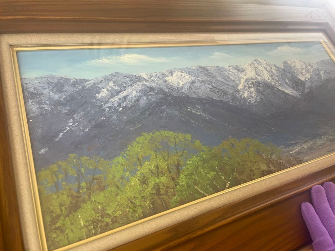 小川久雄　油彩 肉筆　白馬の山々　H.O. サイン入り 551✖️225