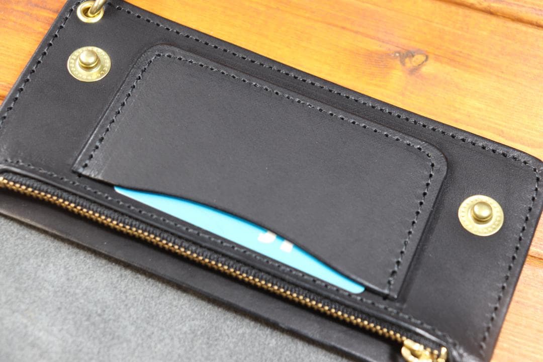 ロング　トラッカーウォレット 栃木レザー　真鍮