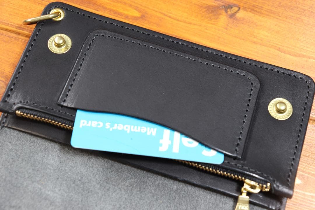 ロング　トラッカーウォレット 栃木レザー　真鍮