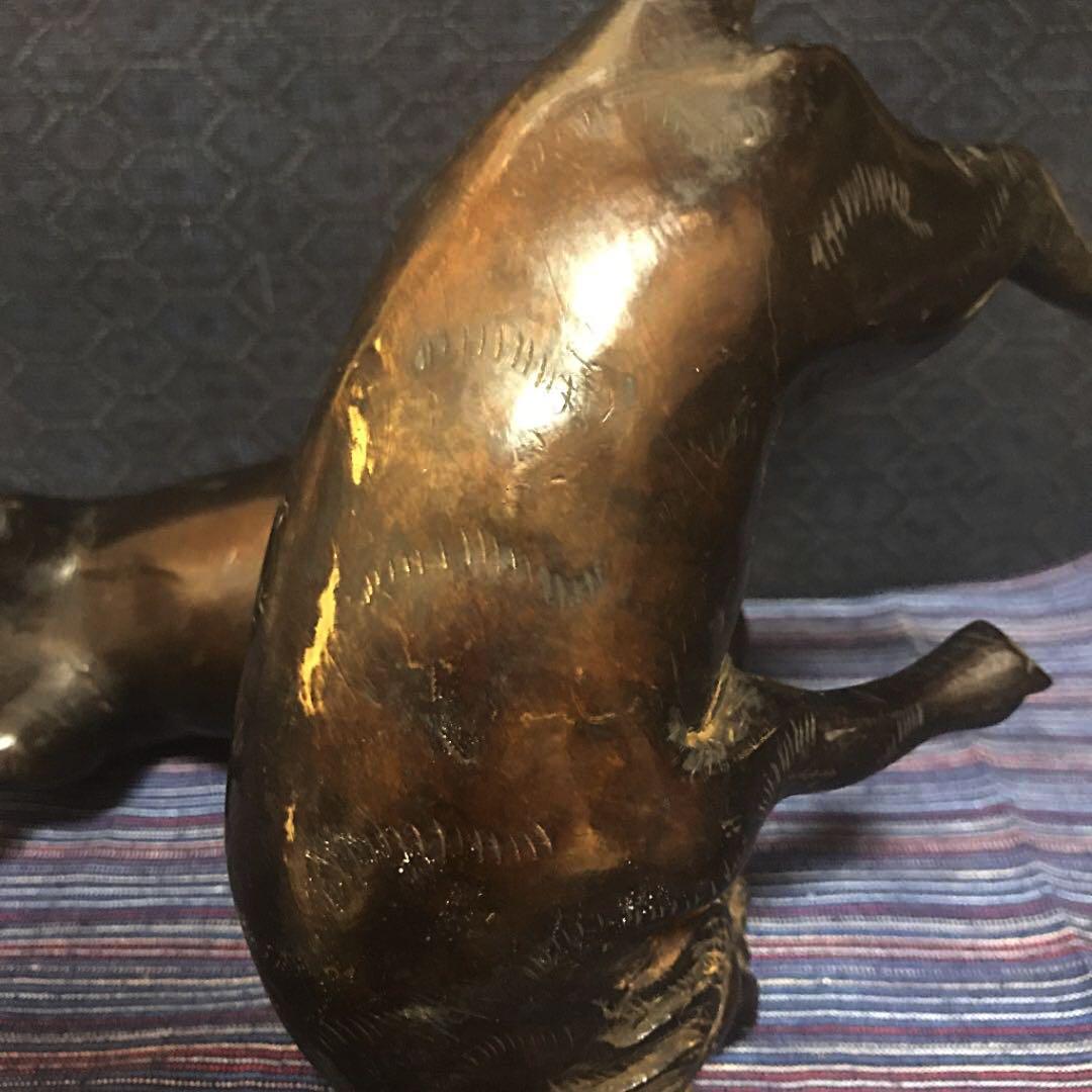 如雲作 精密 古銅「仔犬のたわむれ」