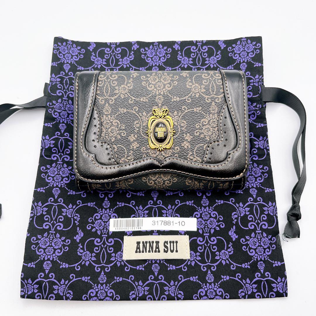 極美品✨ANNA SUI アナスイ 財布 二つ折り財布 ブラック/ゴールド