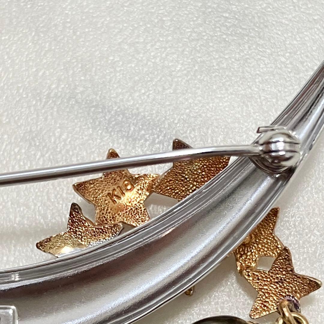 K18✨silver ブローチ　月　ムーンブローチ