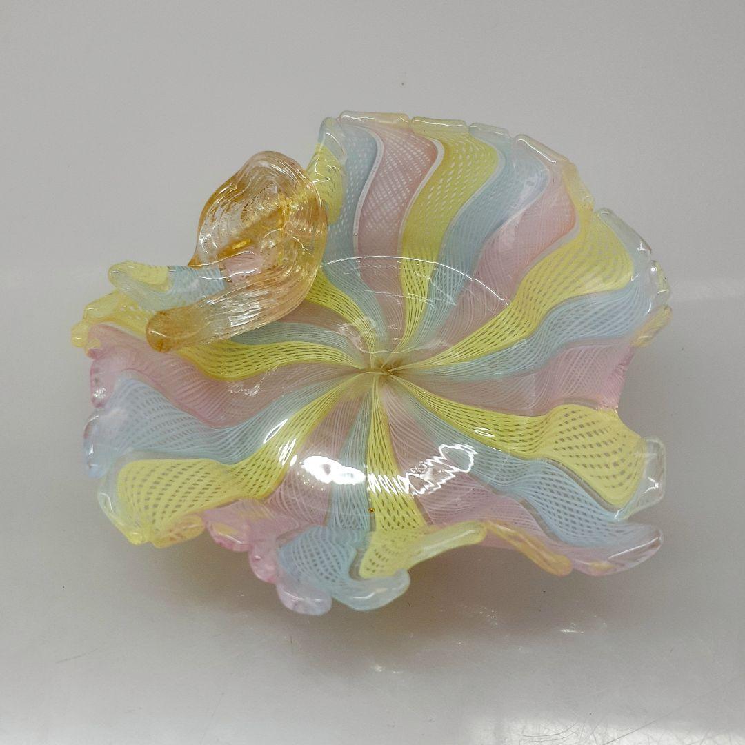 MURANO ムラノ 金彩 レース 木葉モチーフ 皿