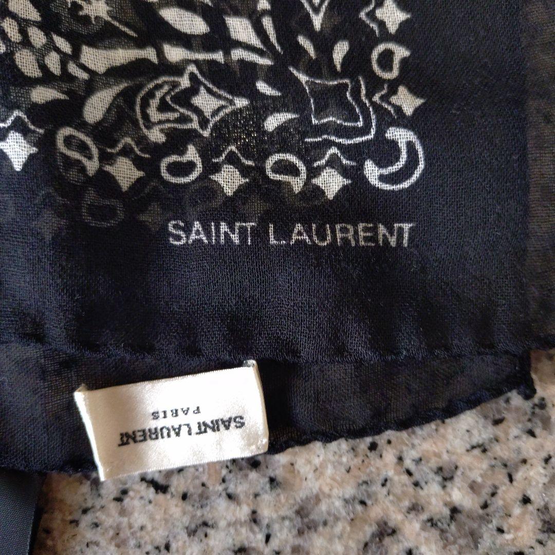 サンローランパリ バンダナペイズリー柄ブラックケリングタグ付き本日限り値下げ