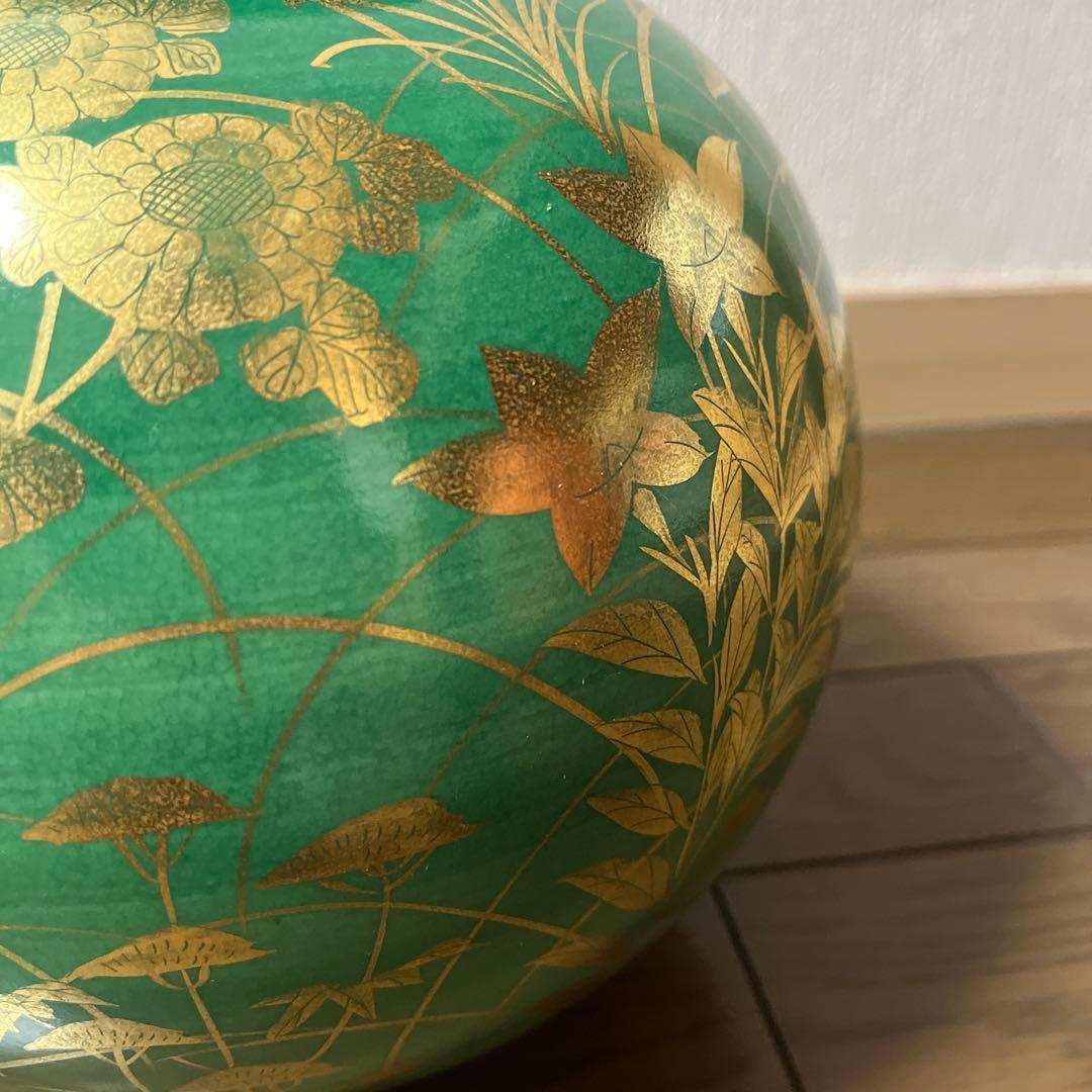 《美品》九谷焼 錦山 吉田美統 花器 花瓶