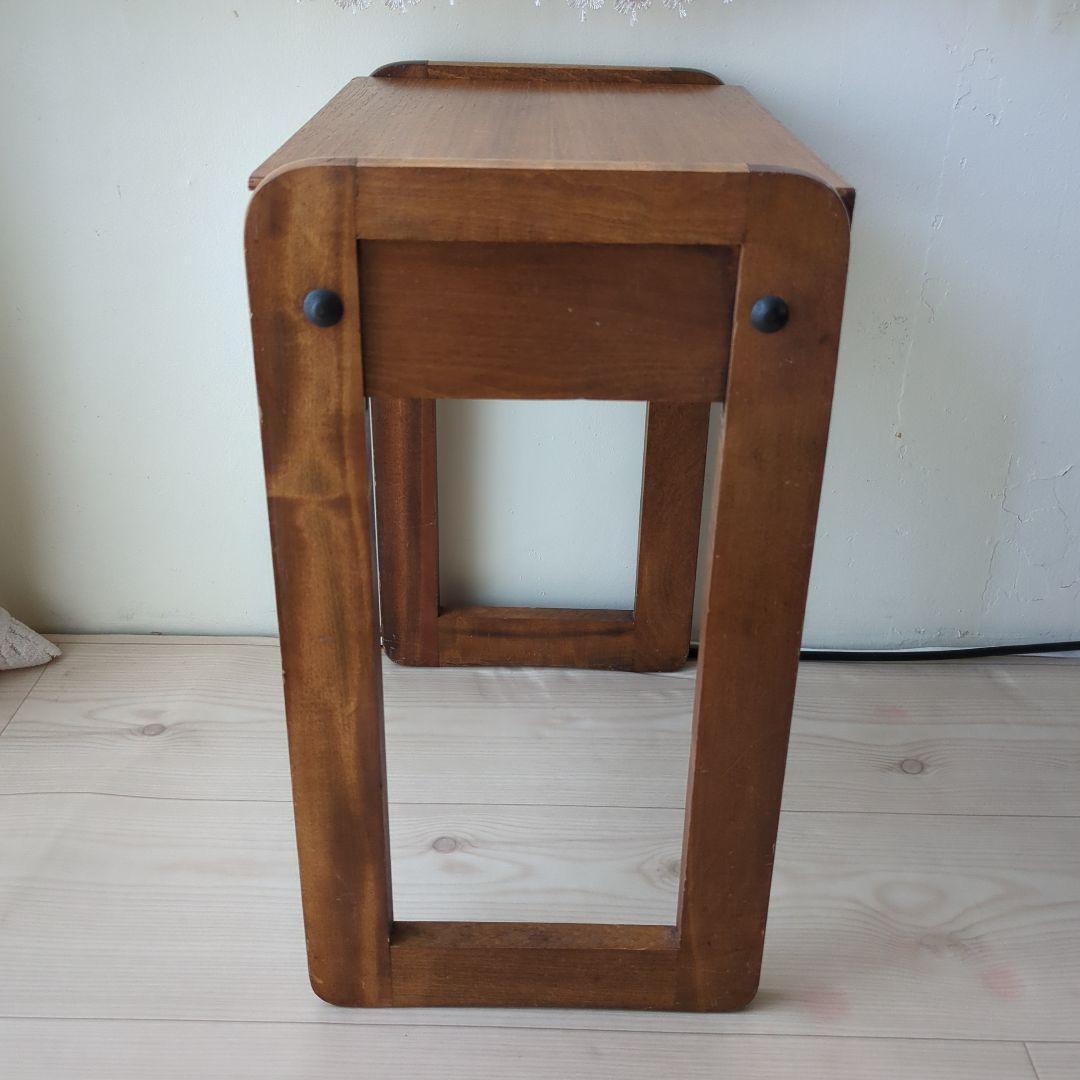 ヴィンテージ　収納付ミシン椅子 スツール 置物台 小物入れ 木製 昭和レトロ