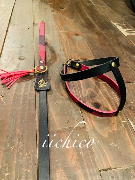 犬用　ミリタリーping＆blackツートン　リード＆ハーネス2点SET❣️