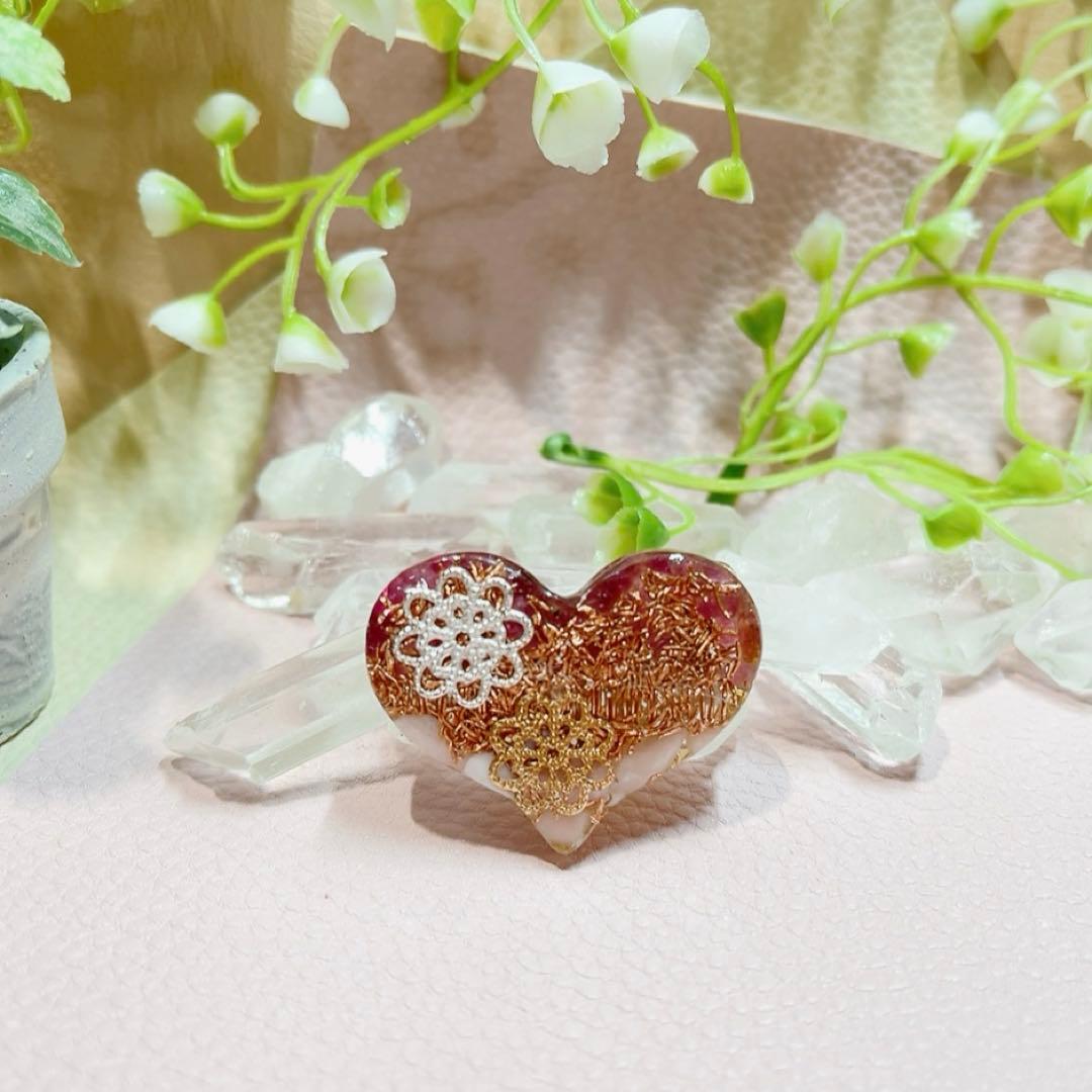 癒しのオルゴナイト❤️ピンクトルマリン＋ソープストーンのハート型♡