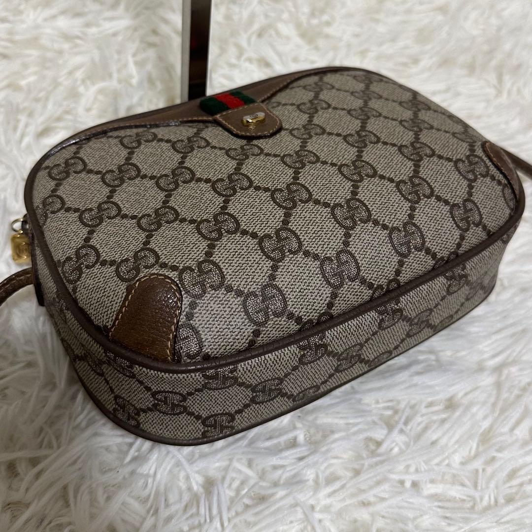 希少 レア オールドグッチ GG レザー ショルダーバッグ シェリーライン ロゴ