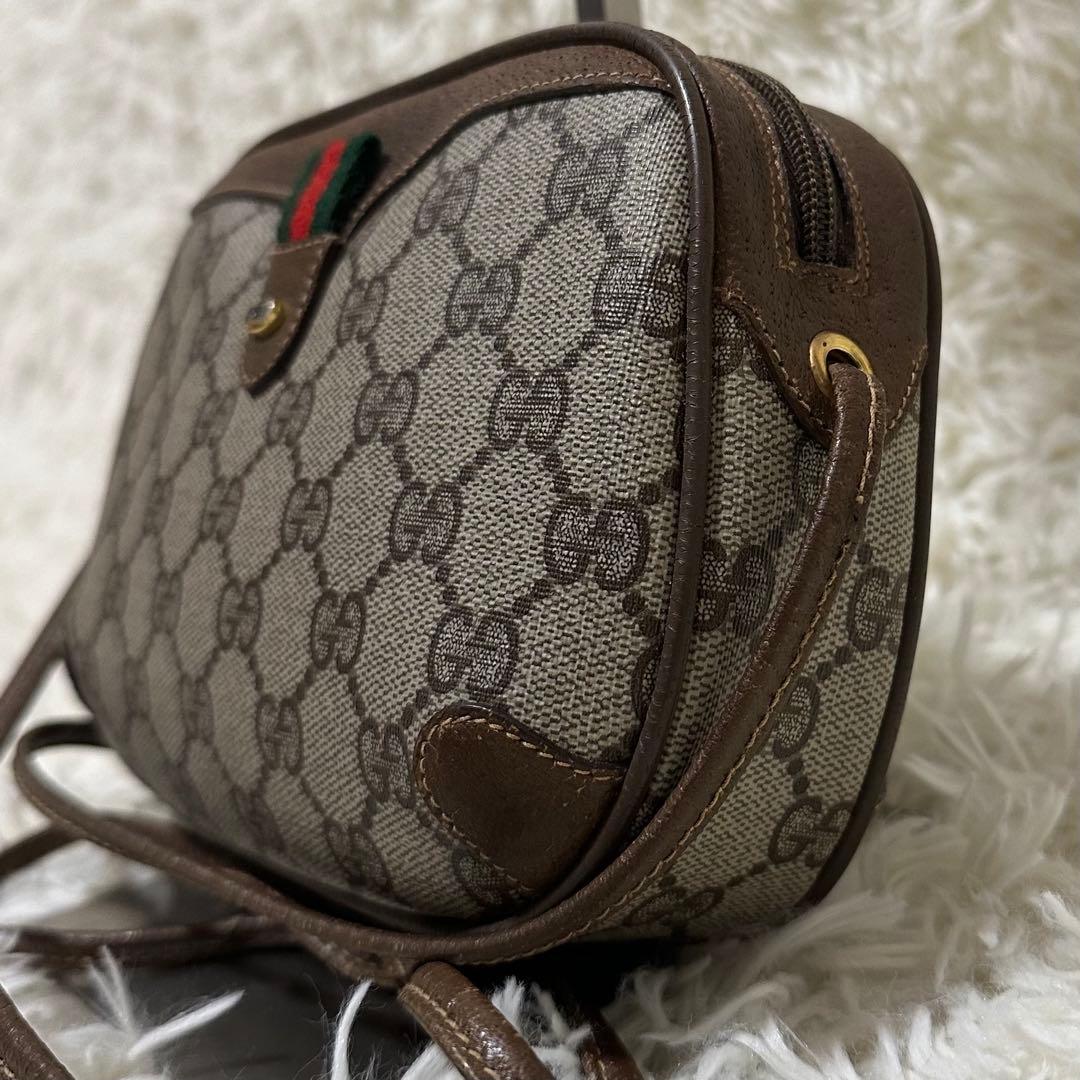 希少 レア オールドグッチ GG レザー ショルダーバッグ シェリーライン ロゴ