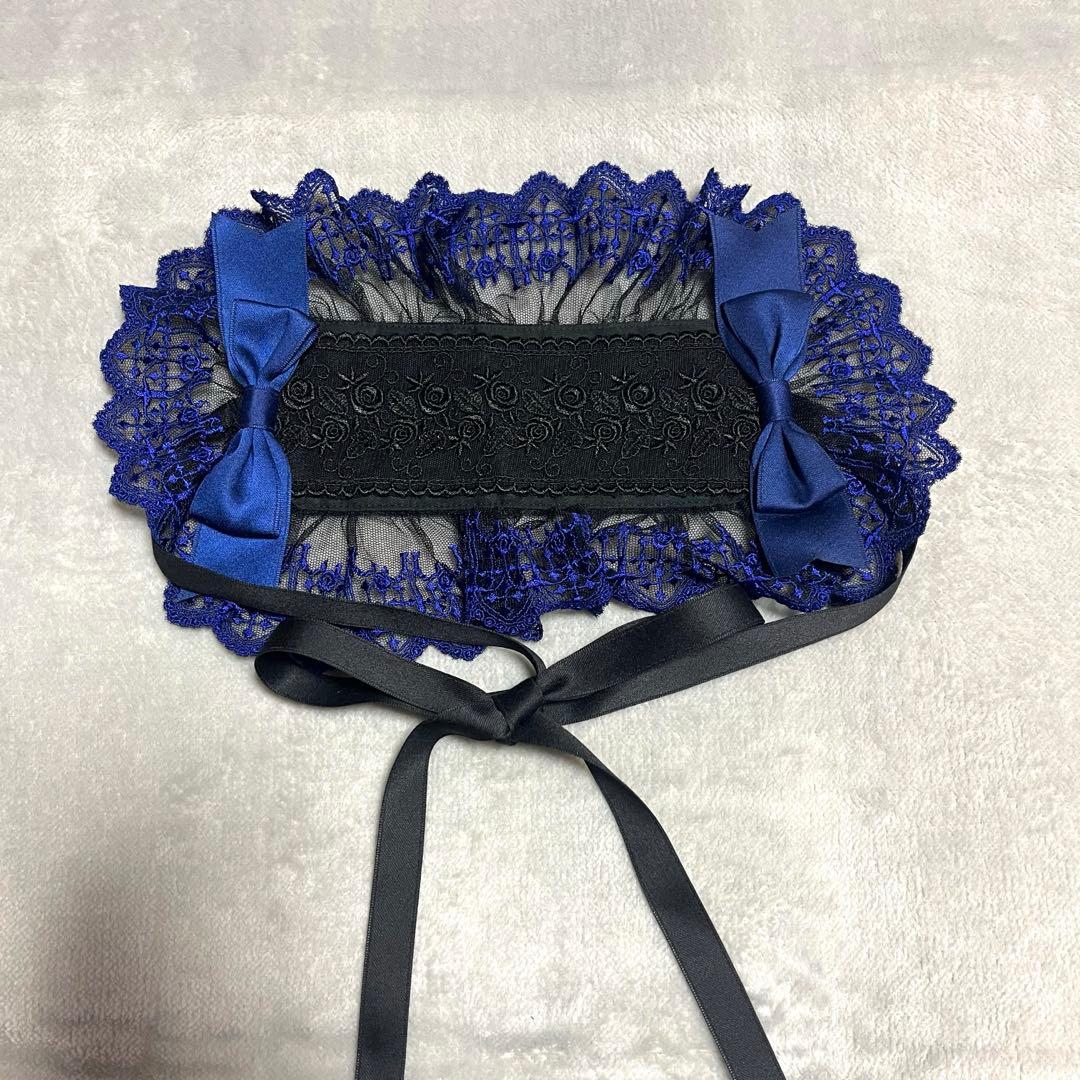 Moi-meme-Moitie クロスアーチレースヘッドドレス(黒青)