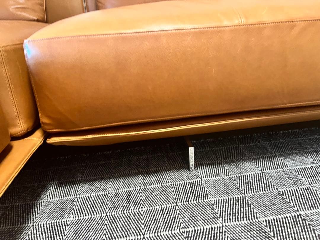 ブラウンレザー カウチソファ