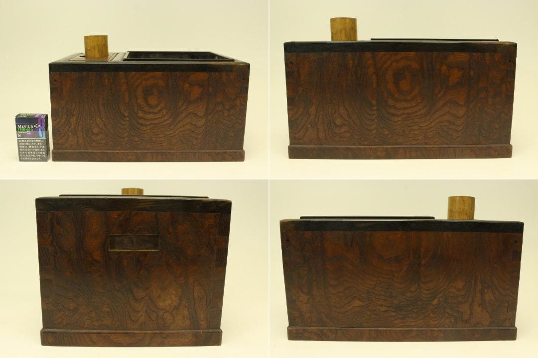 古民具 欅 四方 瓶掛 火鉢 五徳付(ZE447)