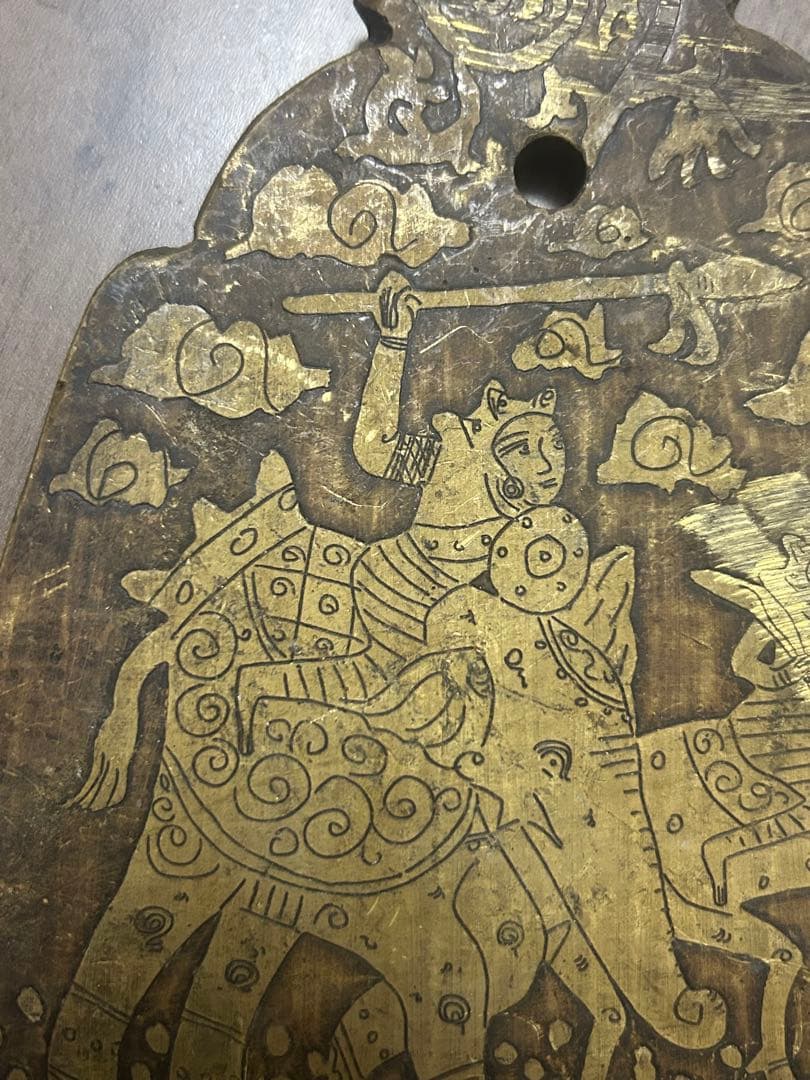 李朝期 黄銅製 陰刻 風鐸 風招仏教美術中国古玩縄文古墳土器埴輪勾