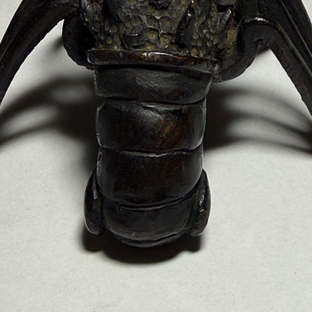 ◆古銅海老置物 山銅（やまがね） 桐箱付き 江戸時代◆