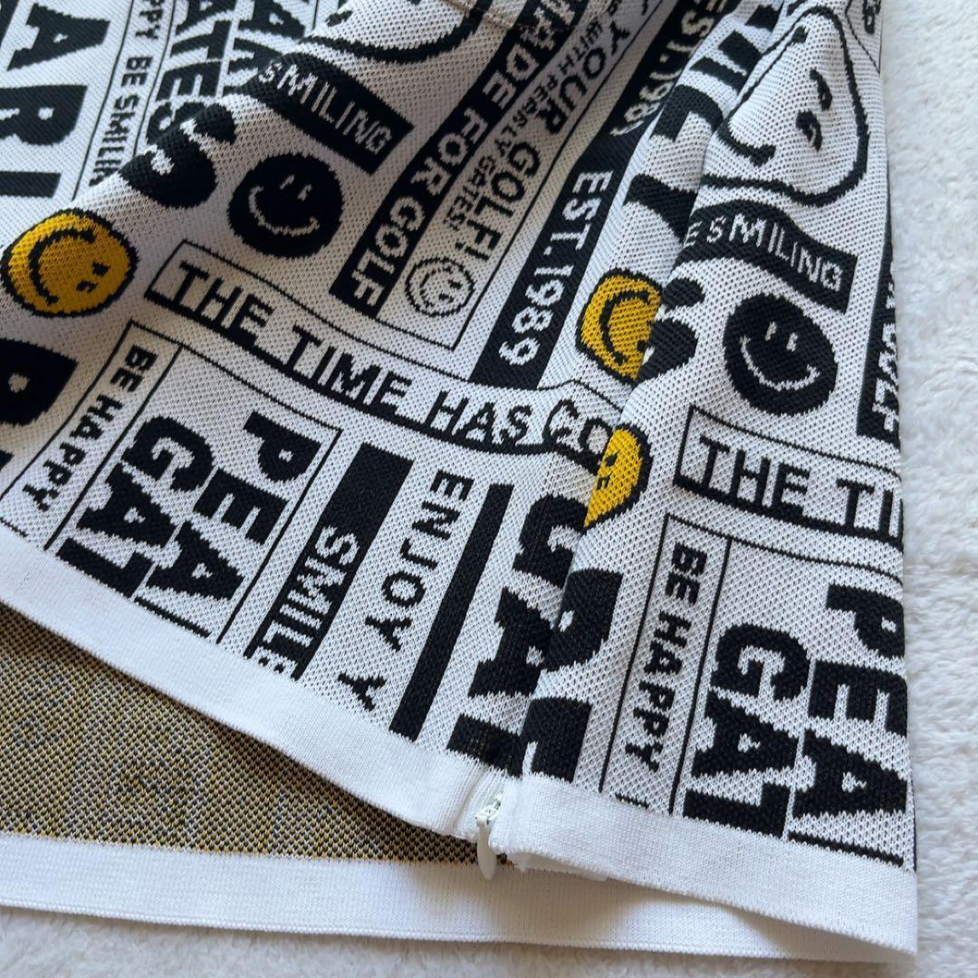 パーリーゲイツ　ニュースペーパー柄　スマイル　セットアップ スカート　バイザー