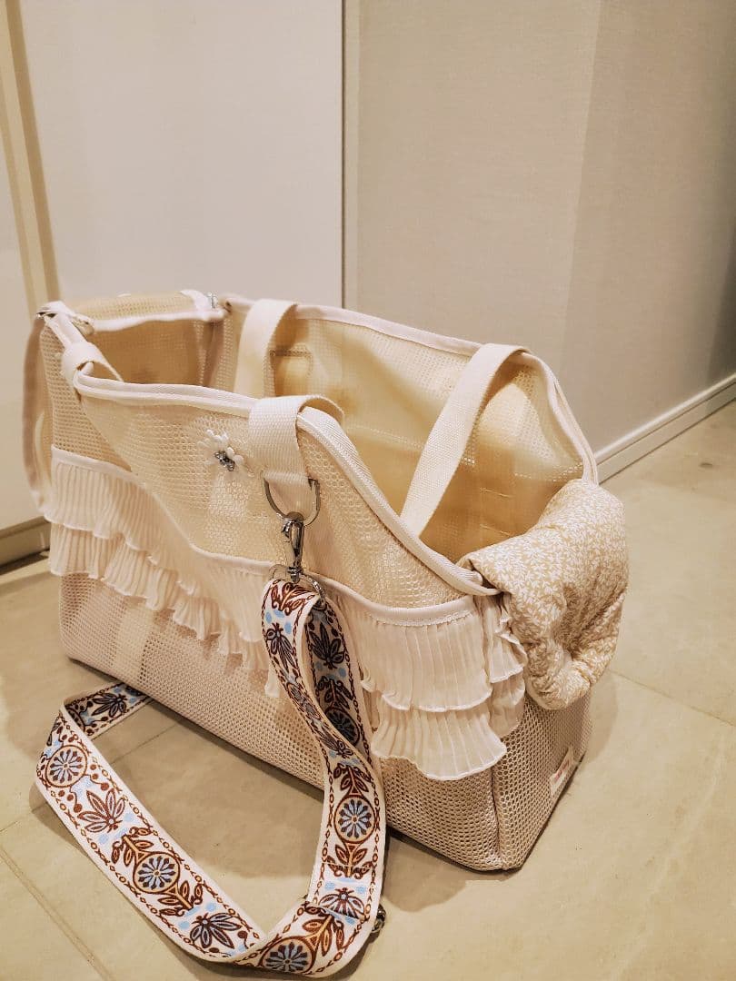 フラワーレース　犬用キャリーバッグ