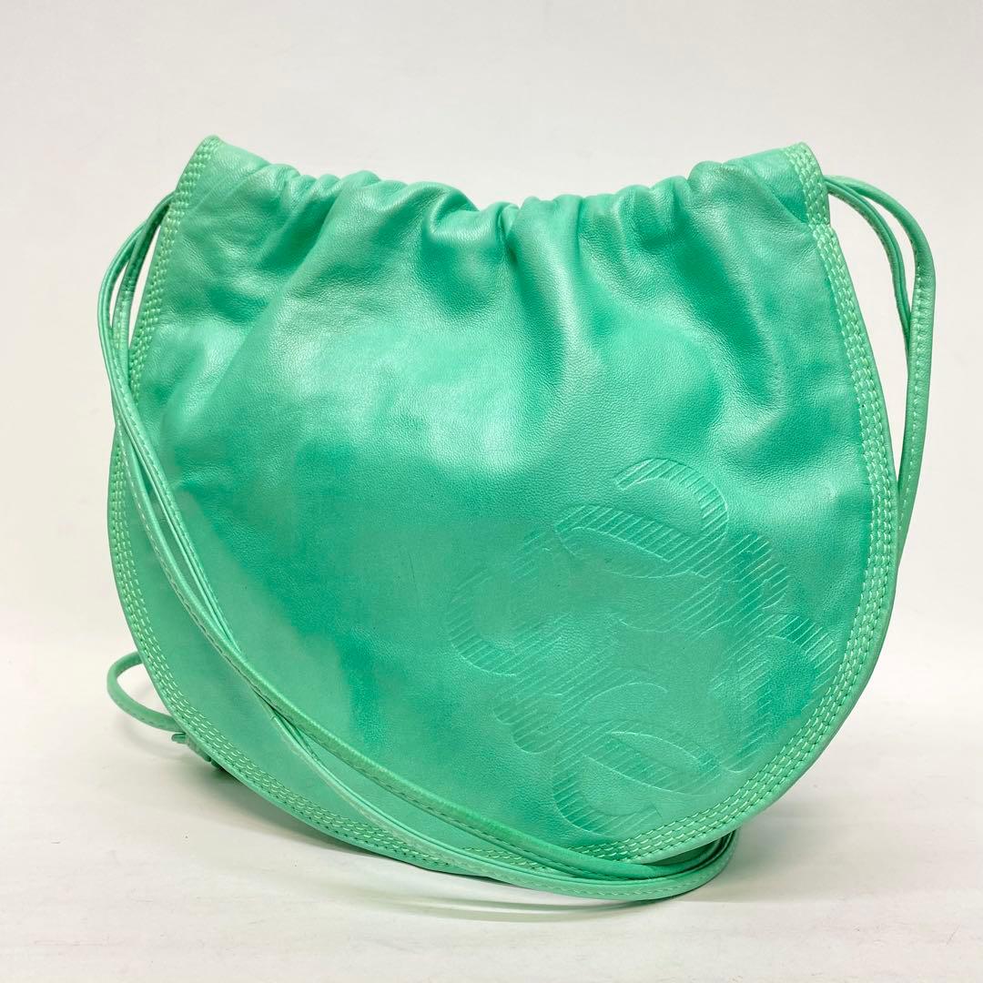 【希少カラー】ロエベ ショルダーバッグ ミントグリーン ナッパレザー アナグラム