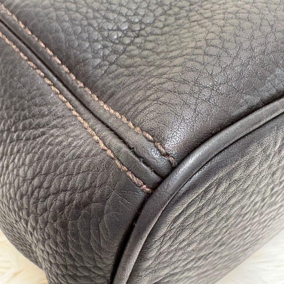 【美品】オールドコーチ ショルダーバッグ オールレザー 本革 しぼ革 シボ革 茶