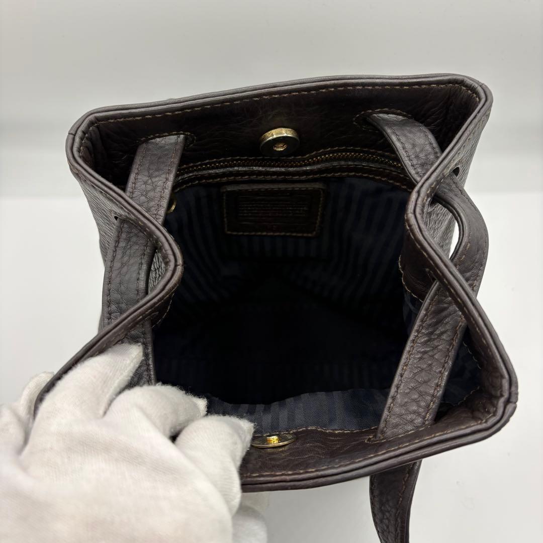 【美品】オールドコーチ ショルダーバッグ オールレザー 本革 しぼ革 シボ革 茶