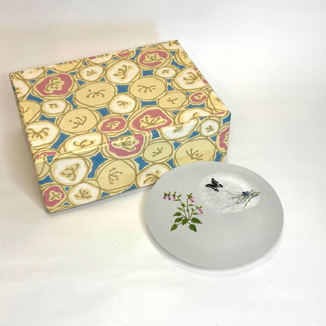 久保裕子さん作　ガラス　お花　蝶々　鮎　水草　ペーパーウェイト　文鎮　オブジェ