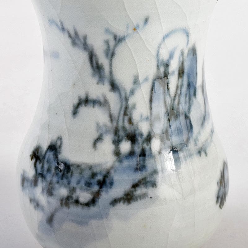 茶道具　唐津焼　絵唐津　山水人物文　甘手　茶入　時代箱付　M　R4981