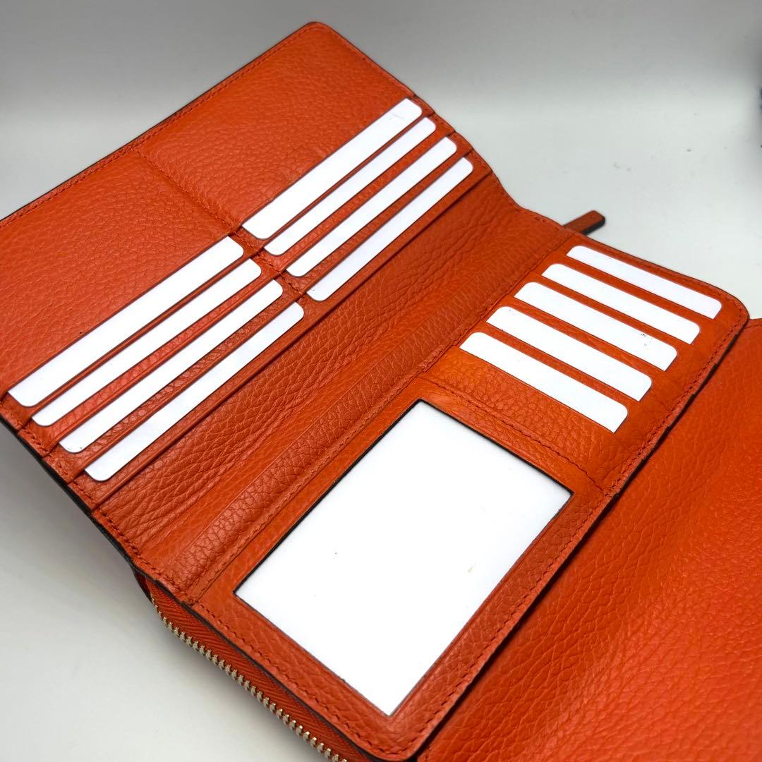 GUCCI グッチ 長財布 オレンジ レザー GGロゴ フラップ 箱付き