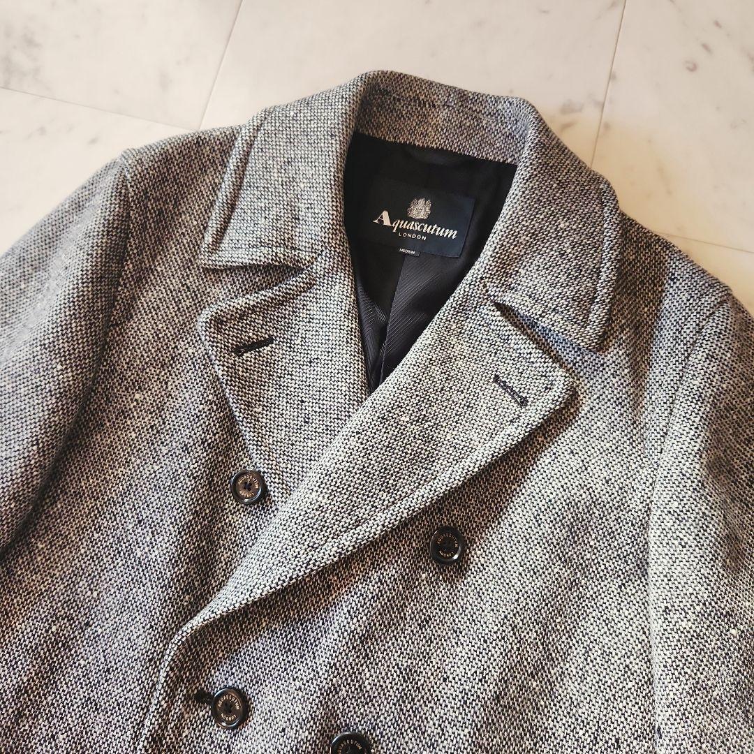 美品 定価約16万 アクアスキュータム カシミヤ混 コート ラビットファー