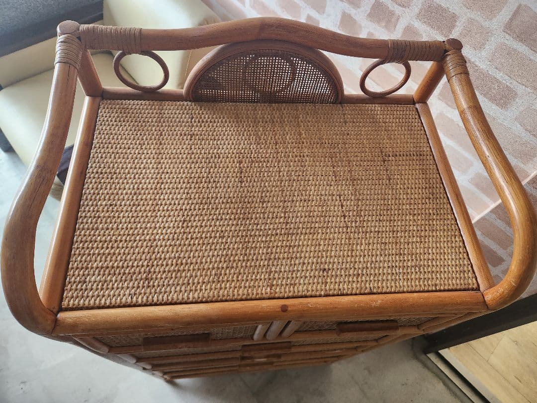 【希少家具】ラタン 籐 ５段チェスト タンス ヴィンテージ