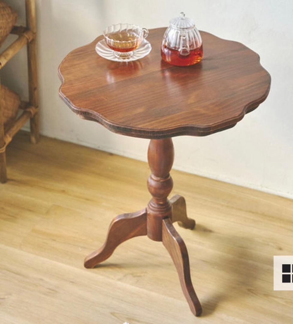 木製丸型サイドテーブル