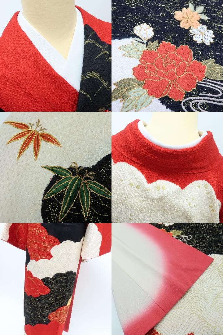 Y3496◇美品 正絹 総絞り 金駒刺繡 手縫い仕立て 成人式 振袖