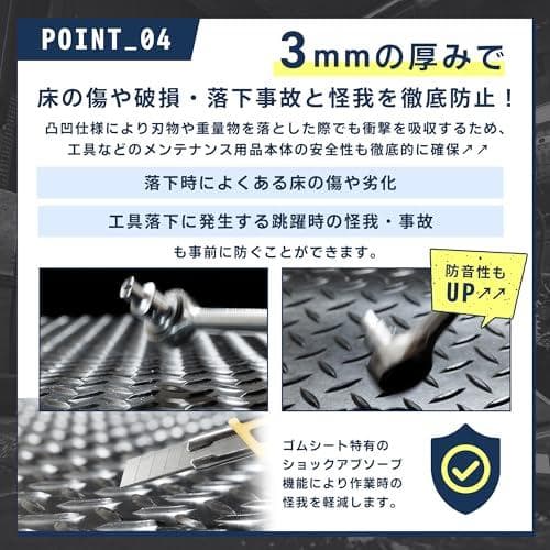 Aガレージマット 屋外 3mm ゴムマット 床 バイク 幅1m 長さ5m 滑り止