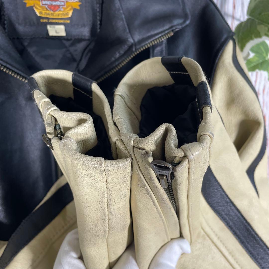 【希少】ハーレーダビッドソンレザージャケットシングルライダースヴィンテージ　刺繍