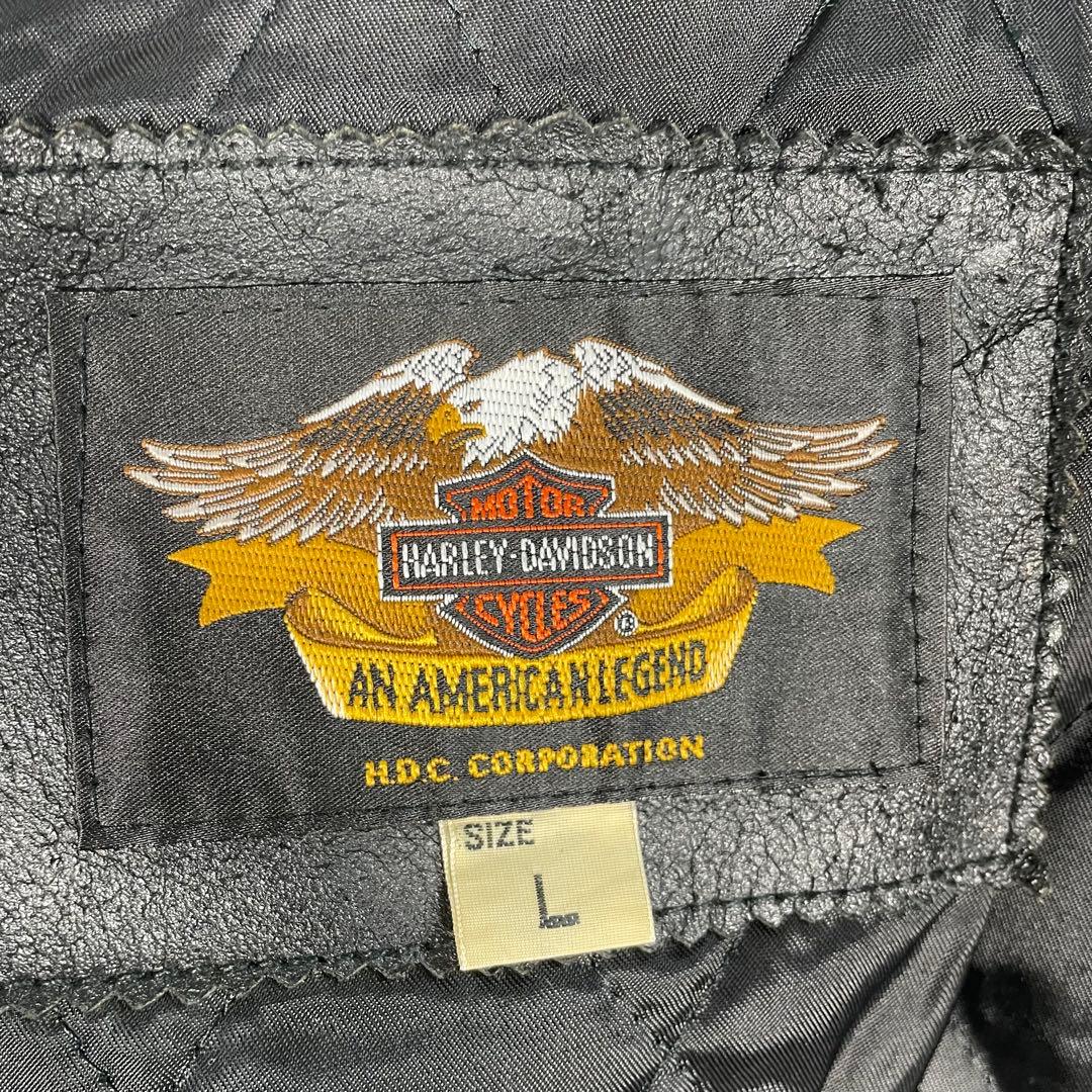 【希少】ハーレーダビッドソンレザージャケットシングルライダースヴィンテージ　刺繍