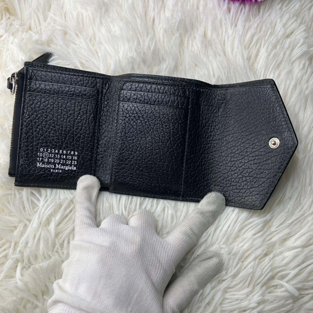 【極美品】メゾンマルジェラ 4ステッチ 三つ折り財布 レザー 黒 ユニセックス