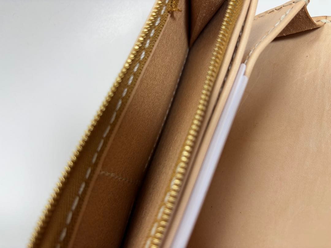 財布　ロングウォレット　ヌメ革　ナチュラル　ハンドメイド　レザークラフト