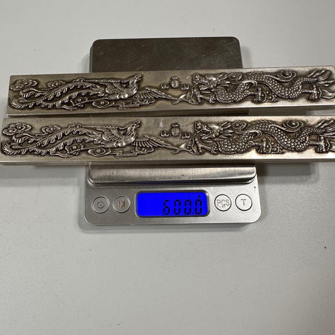 文鎮　書道　龍鳳呈祥　ペーパーウエイト2本セット