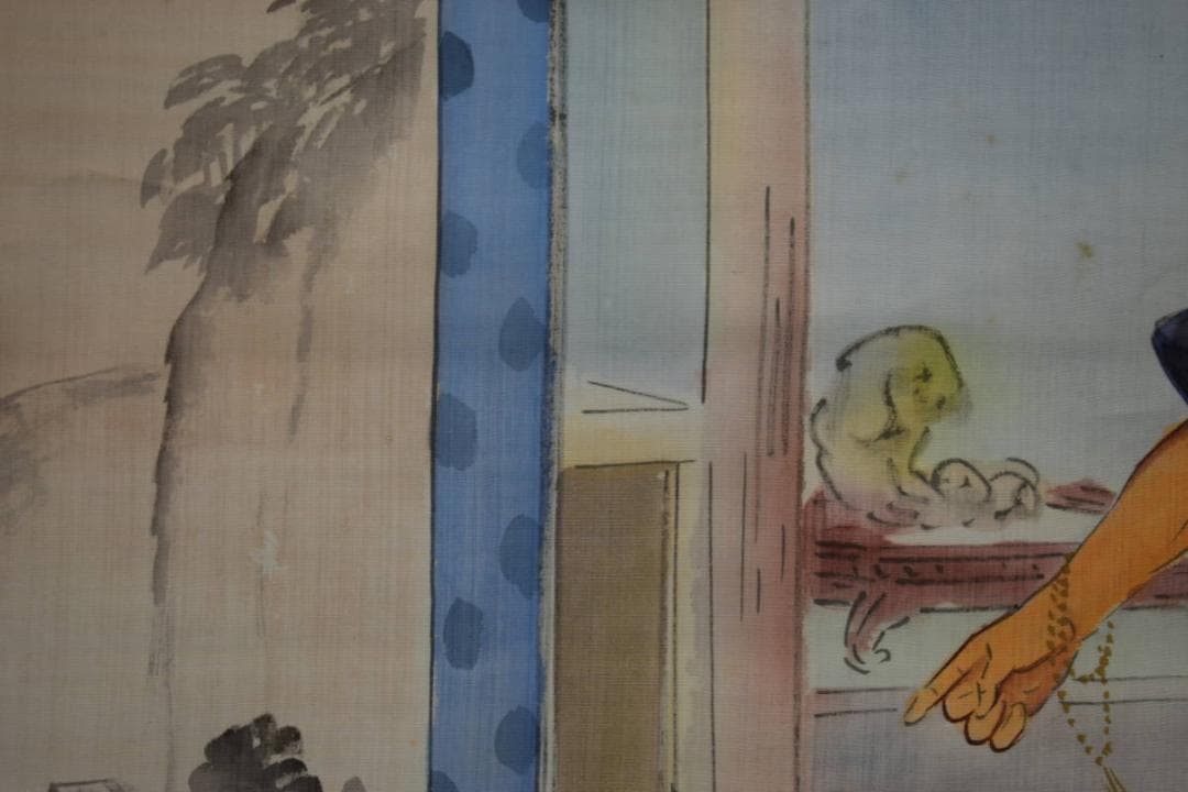 真作/観風/親鸞聖人図/岡崎/雪景/雪/人物図/大幅/布袋屋掛軸HK-58