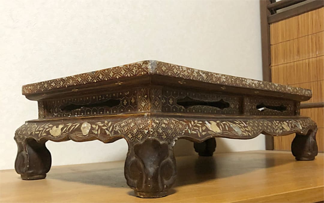 中国美術 香台 花台 時代 花鳥山水人物蒔絵 螺鈿細工 最終値引