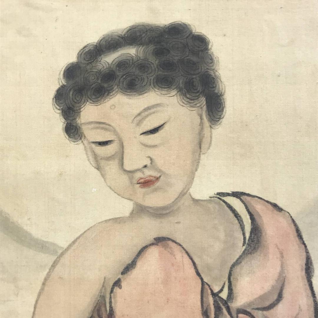 作者不詳/釈迦図/シャカ図/仏事掛/人物図/掛軸/名家伝来/AE-137