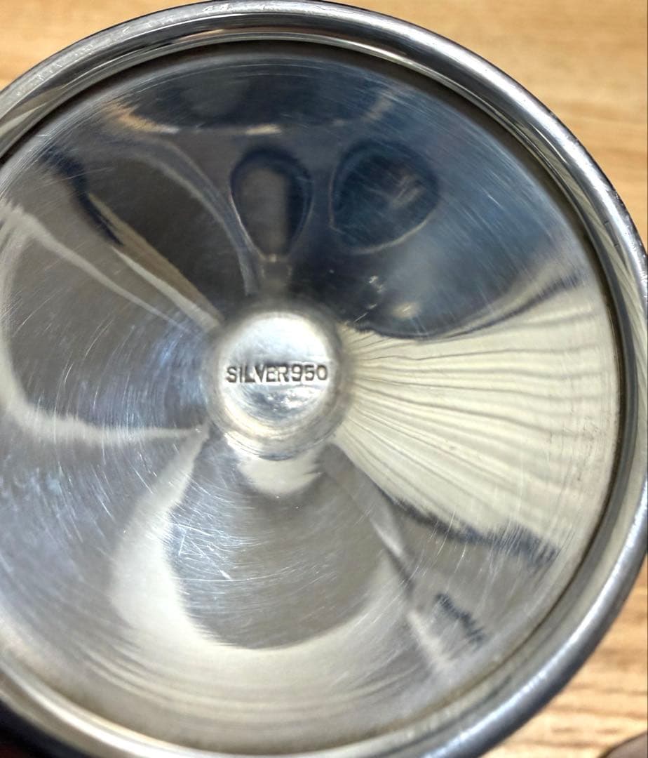 破損した銀製ワイングラスSV950 純銀95%